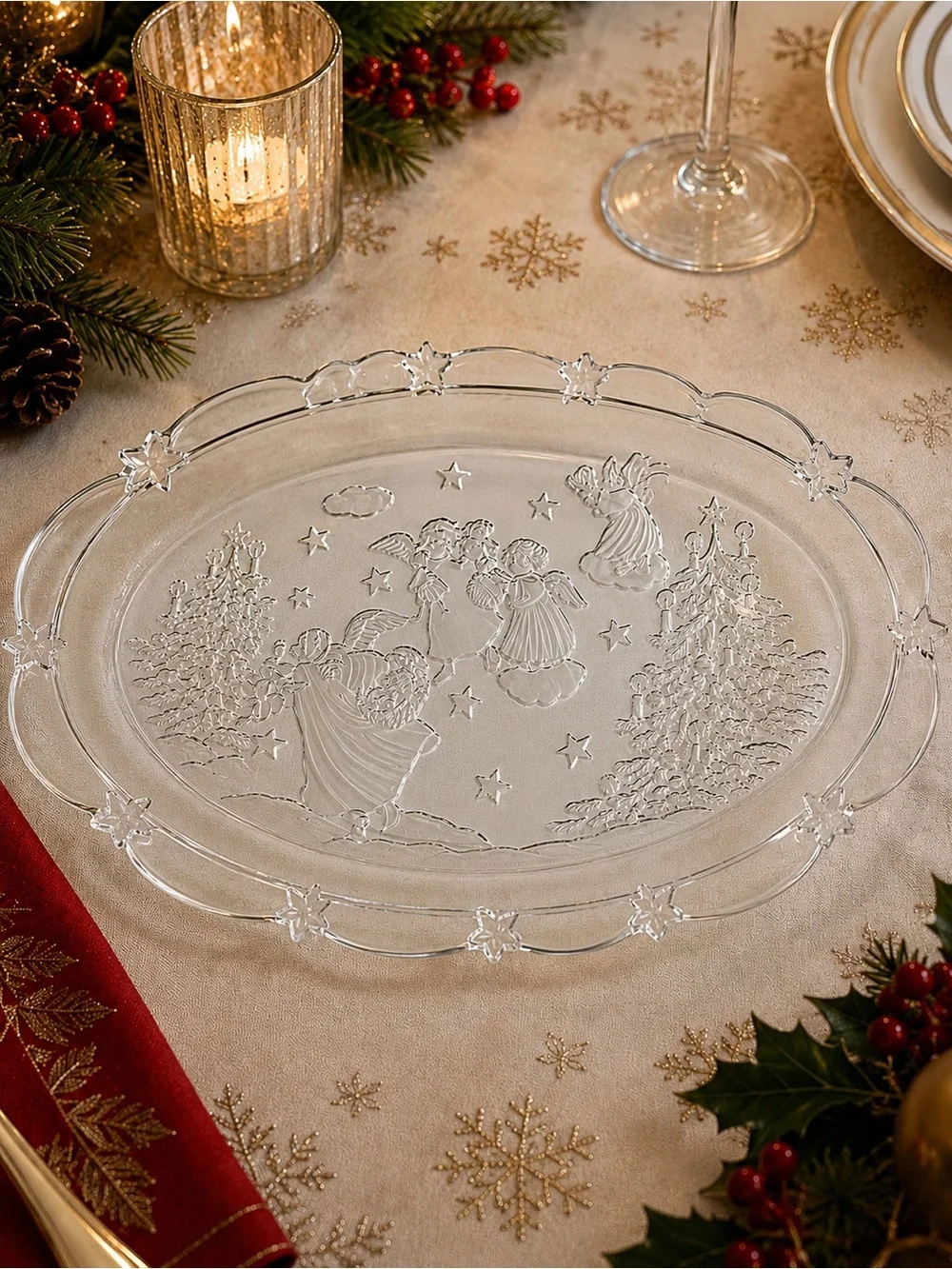 Vintage Mikasa Holiday Lights Oval Sweet Dish Pattern